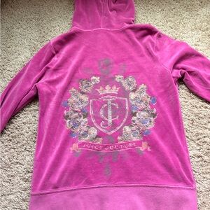 Juicy Couture velour zip-up hoodie in fuchsia pink